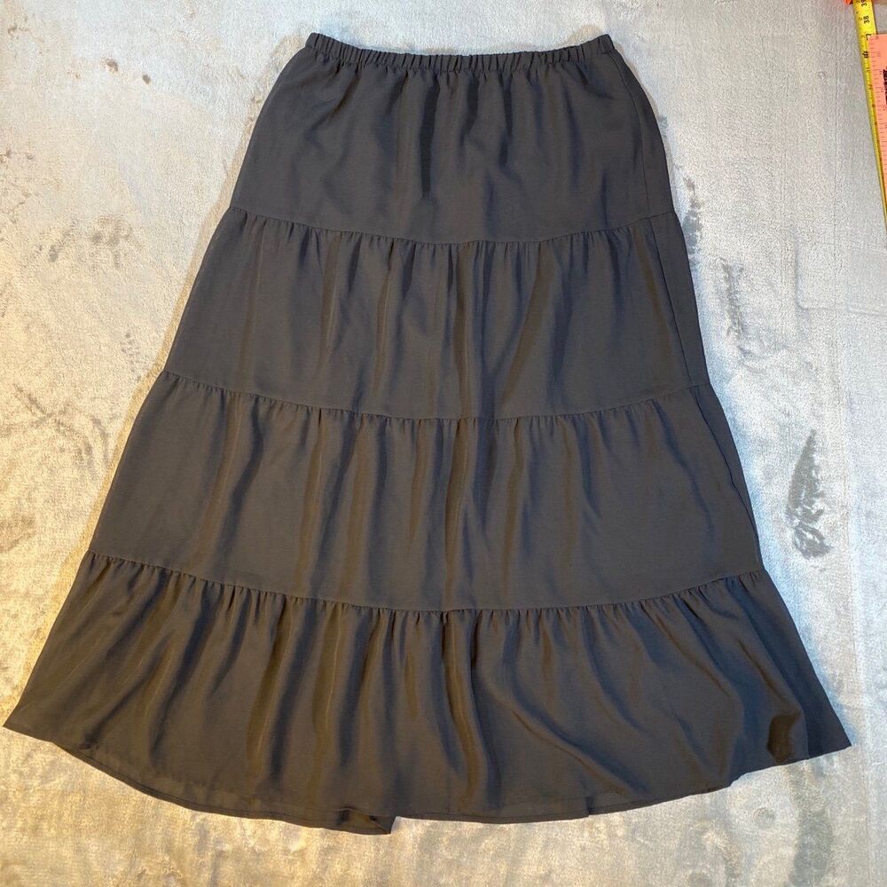 Miss Tina Knowles, Black, 4 Tiered, Ruffled Long Skirt, Elastic Waist, Large , A